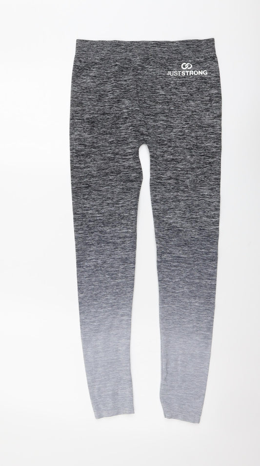 Just Strongs Womens Grey Polyester Compression Leggings Size S L25 in Regular - Ombre