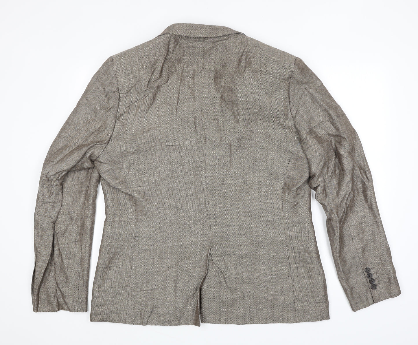 TU Mens Brown Herringbone Jacket Blazer Size XL Button
