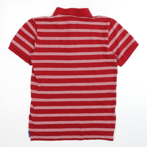 Aeropostal Mens Red Striped Cotton T-Shirt Size S Collared