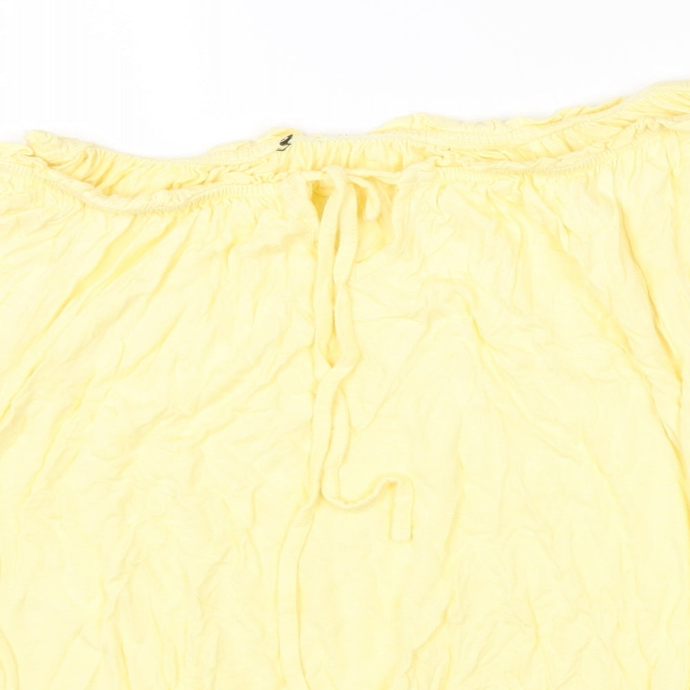 LASCANA Womens Yellow Viscose Jersey T-Shirt Size 14 Off the Shoulder