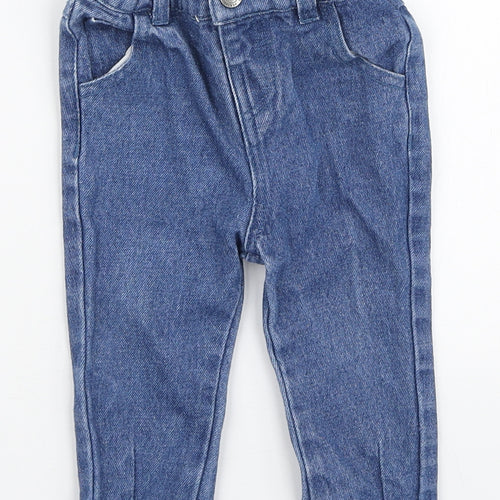 Vertbaudet Girls Blue Cotton Jogger Jeans Size 9-12 Months Snap