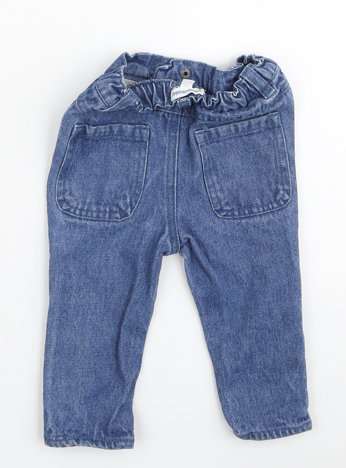 Vertbaudet Girls Blue Cotton Jogger Jeans Size 9-12 Months Snap