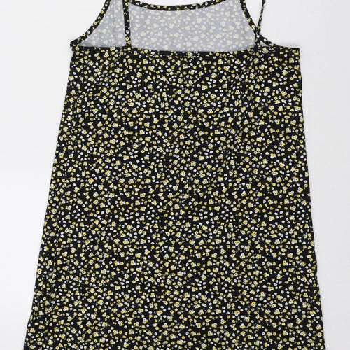 Primark Girls Black Floral Polyester A-Line Size 12-13 Years Scoop Neck Pullover