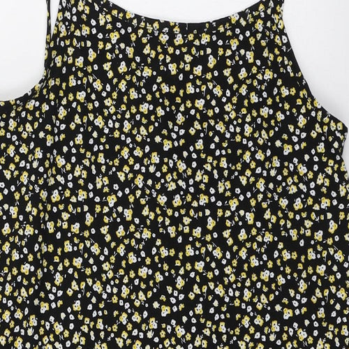 Primark Girls Black Floral Polyester A-Line Size 12-13 Years Scoop Neck Pullover