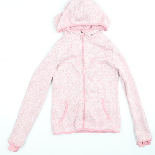 Dunnes Stores Girls Pink High Neck Polyester Full Zip Jumper Size 11-12 Years Zip