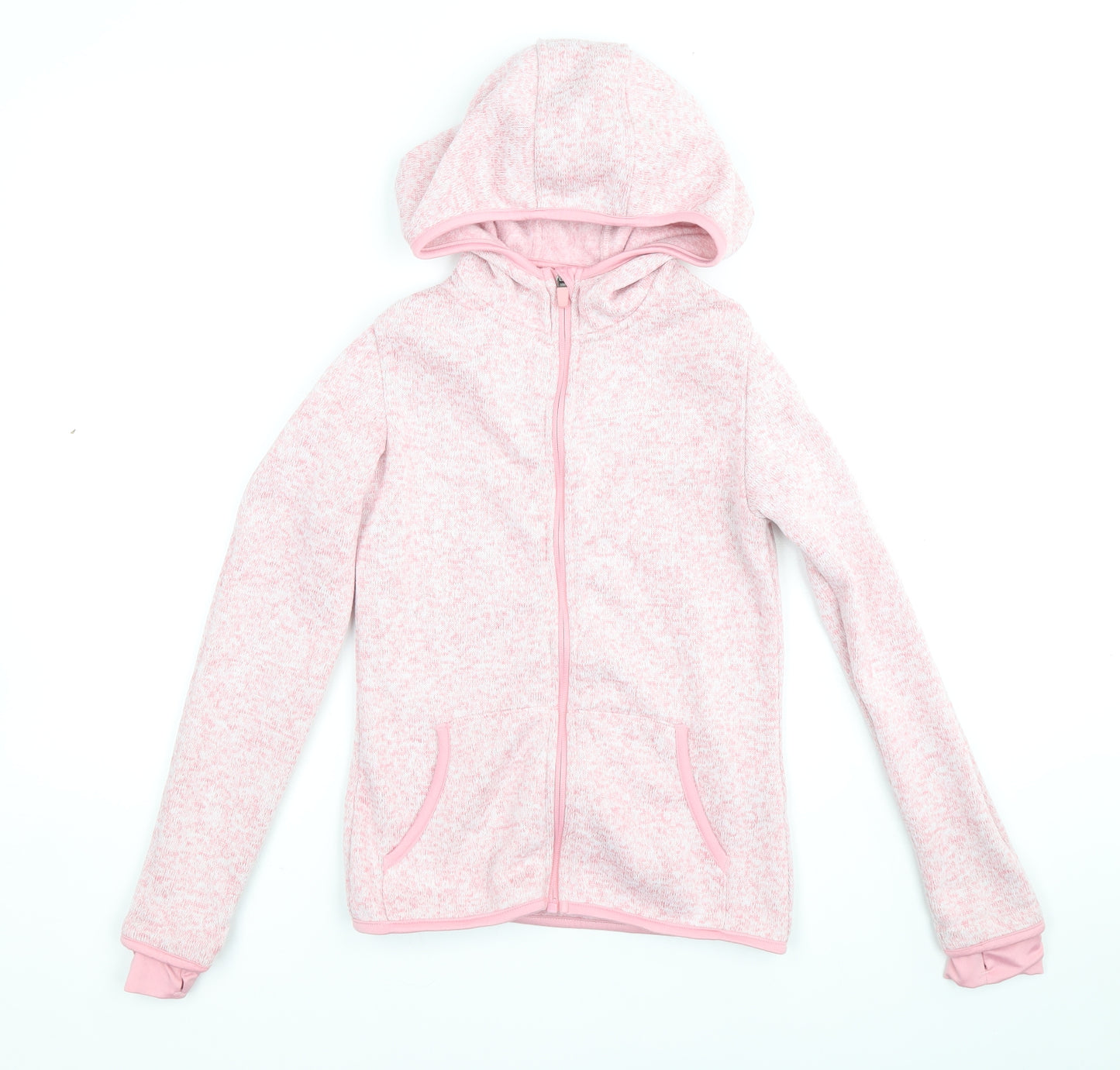 Dunnes Stores Girls Pink High Neck Polyester Full Zip Jumper Size 11-12 Years Zip