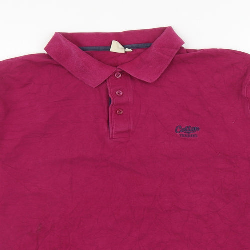 Cotton Traders Mens Pink Cotton Polo Size L Collared Button