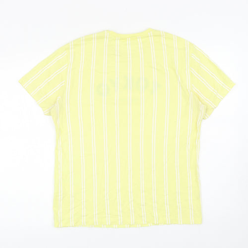 Primark Mens Yellow Striped Cotton T-Shirt Size M Round Neck - Tokyo