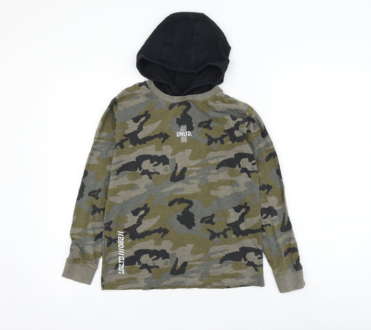 NEXT Boys Green Camouflage Cotton Pullover Hoodie Size 10 Years Pullover
