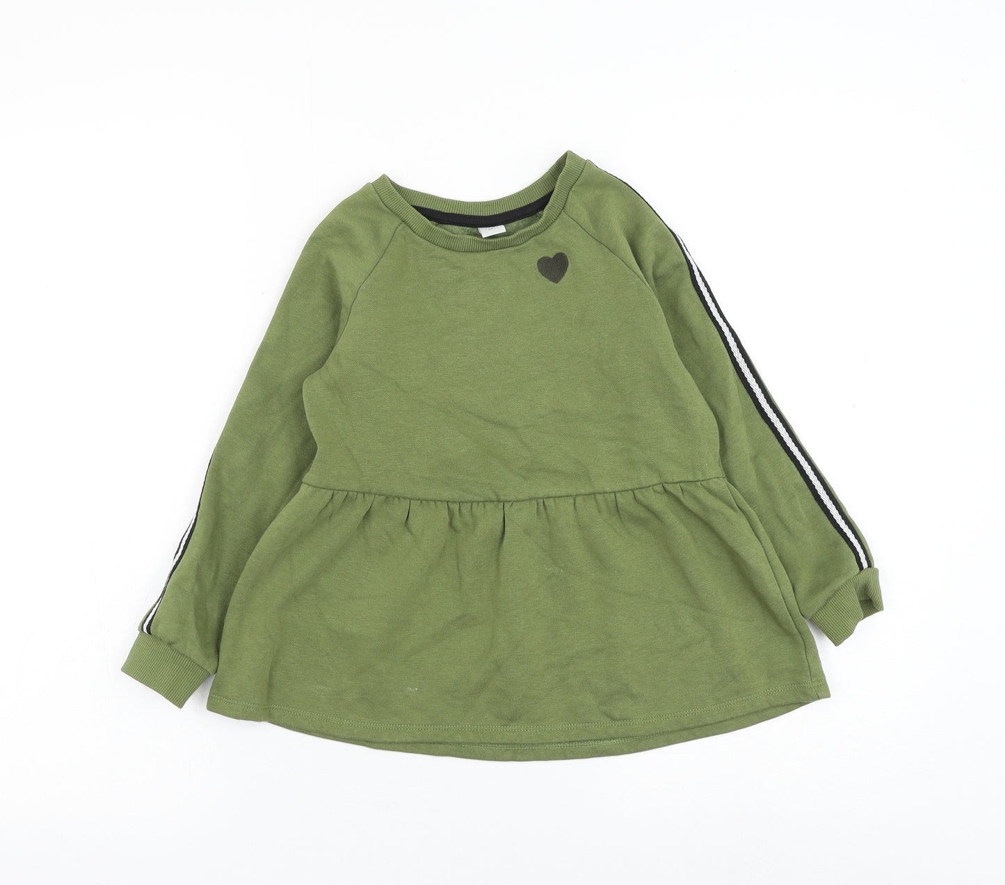TU Girls Green Cotton Pullover Sweatshirt Size 6 Years Pullover - Heart Detail