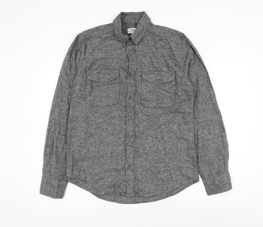 NEXT Mens Grey Cotton Button-Up Size S Collared Button