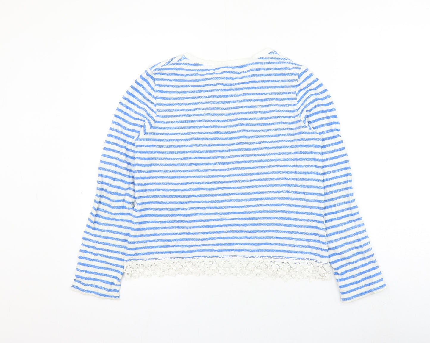 Marks and Spencer Girls Blue Striped Cotton Pullover Sweatshirt Size 12-13 Years Pullover