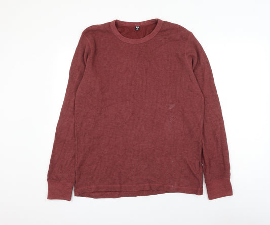 Uniqlo Mens Red Cotton Pullover Sweatshirt Size M