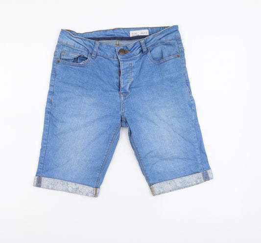 Denim & Co. Mens Blue Cotton Bermuda Shorts Size 28 in L10 in Regular Button