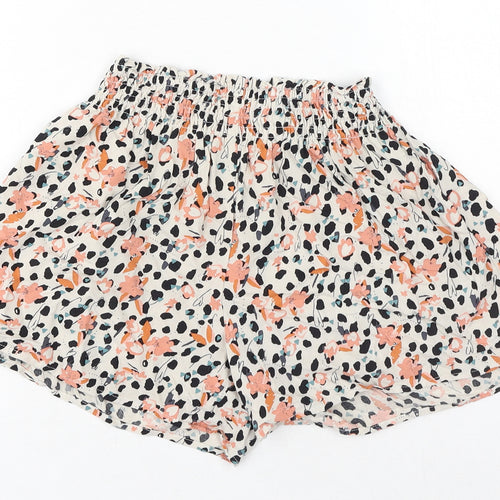 NEXT Girls Orange Geometric Viscose Bermuda Shorts Size 10 Years Regular