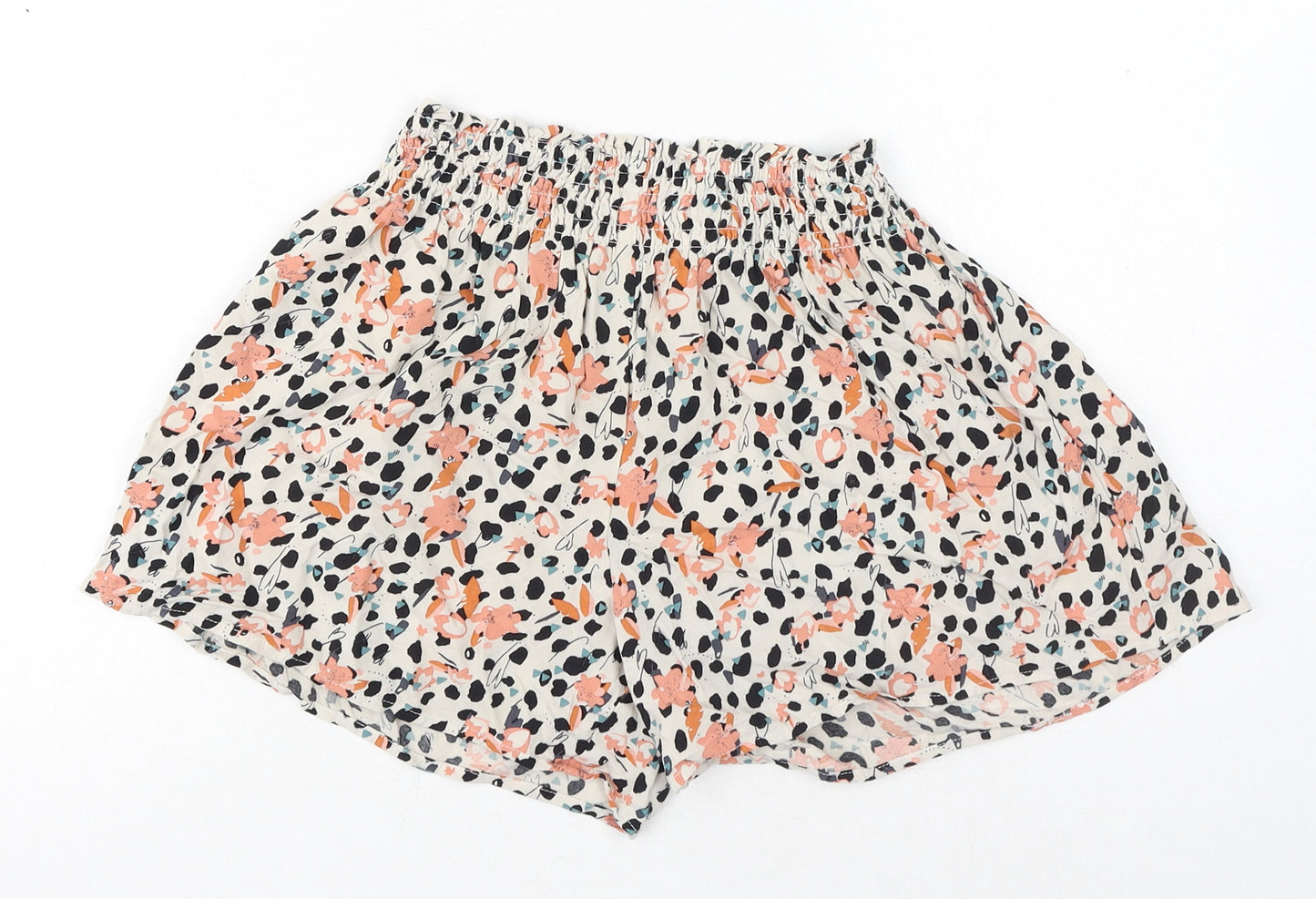 NEXT Girls Orange Geometric Viscose Bermuda Shorts Size 10 Years Regular
