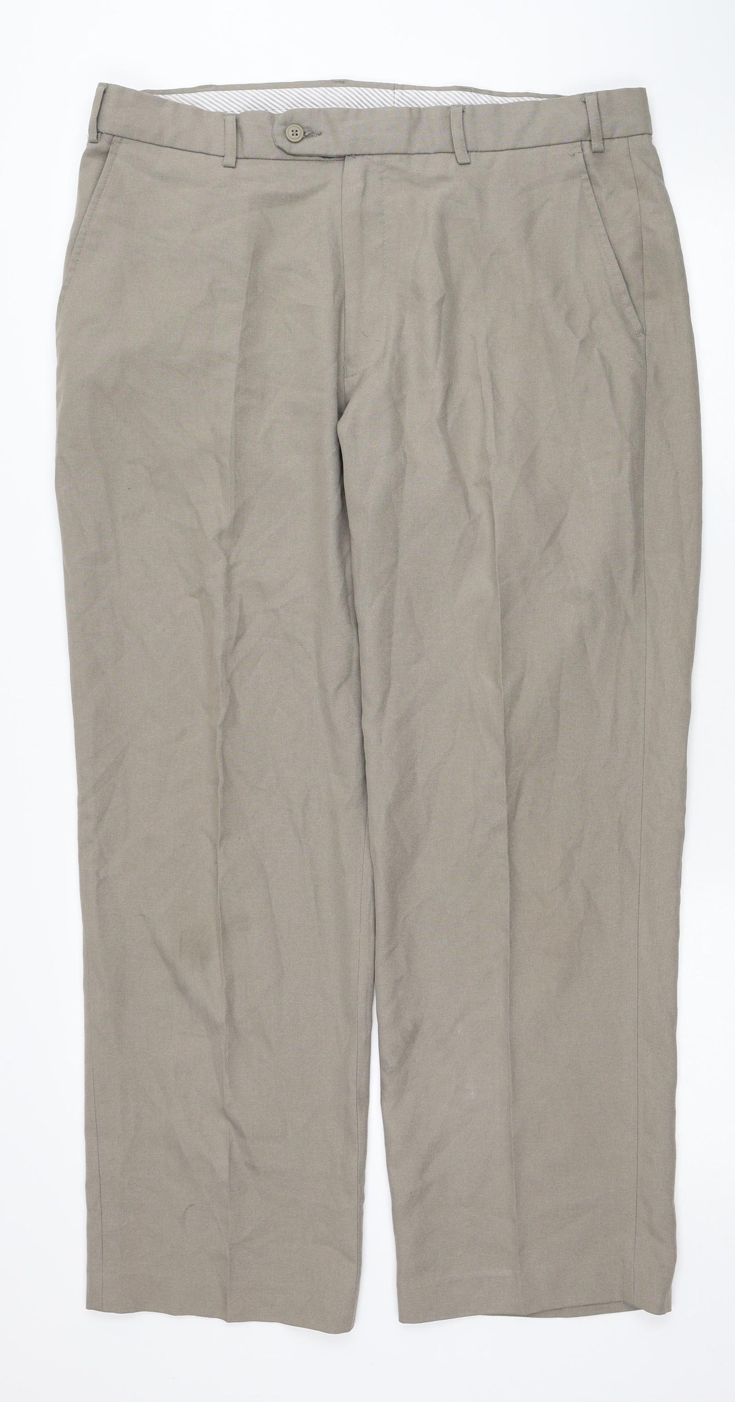 Taylor&Wright Mens Beige Polyester Trousers Size 38 in L29 in Regular Zip