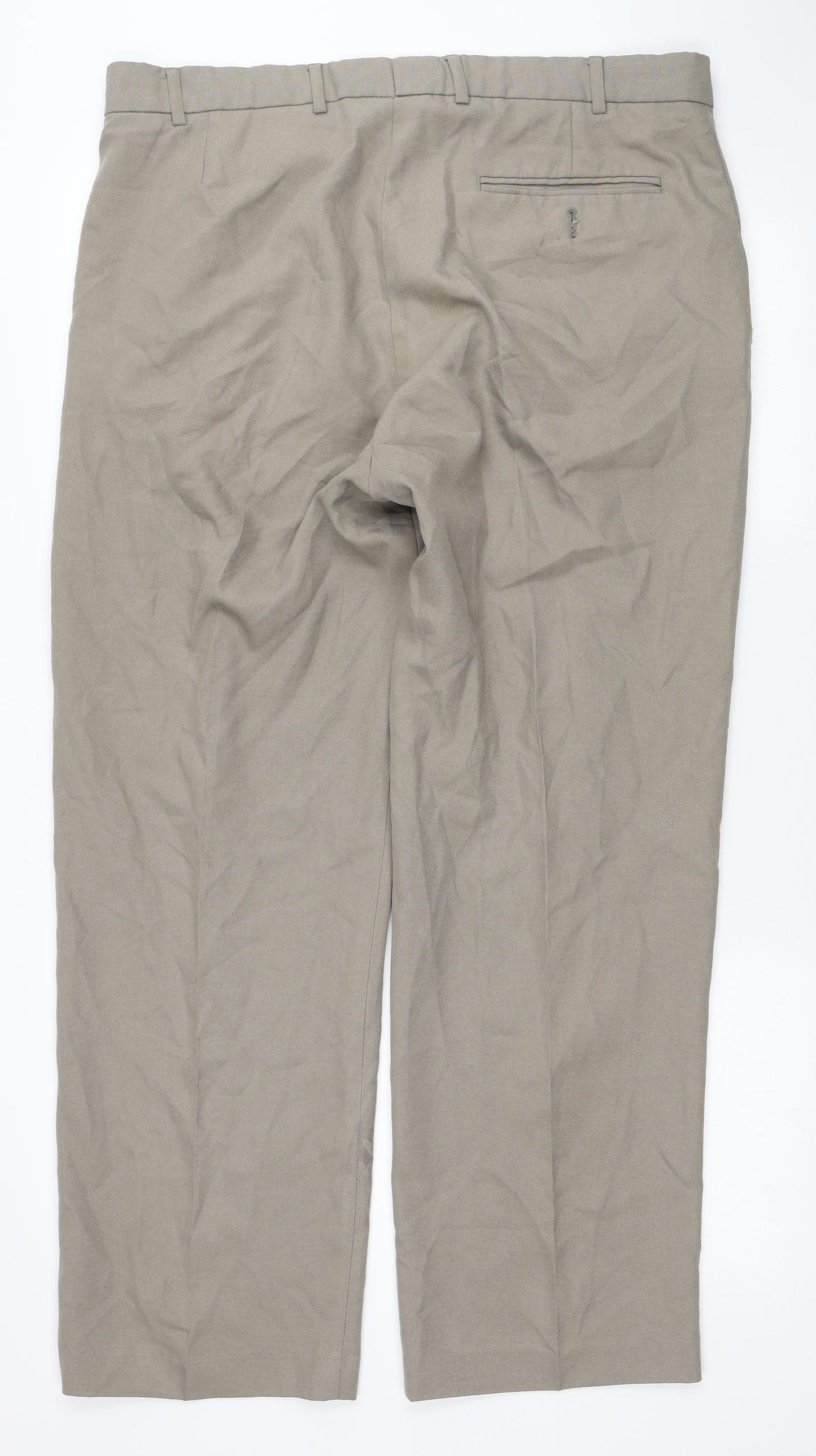 Taylor&Wright Mens Beige Polyester Trousers Size 38 in L29 in Regular Zip