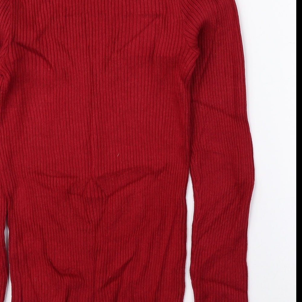 If It Were Me Girls Red Round Neck Cotton Pullover Jumper Size 11-12 Years Pullover - Ribbed