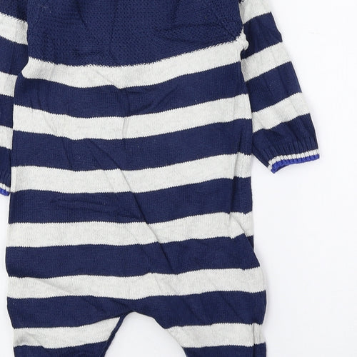 TU Baby Blue Striped 100% Cotton Romper Outfit/Set Size 0-3 Months Snap
