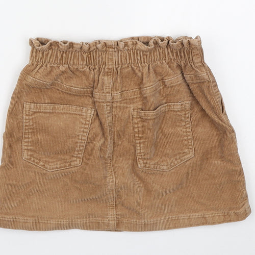 H&M Girls Brown Cotton A-Line Skirt Size 7-8 Years Regular Button