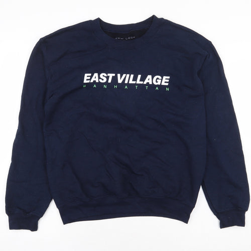 New Look Mens Blue Cotton Pullover Sweatshirt Size XS - Manhattan