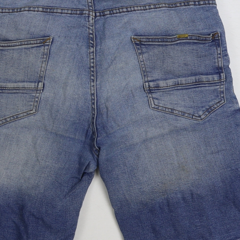 Springfield Mens Blue Cotton Bermuda Shorts Size 32 in L9 in Regular Button