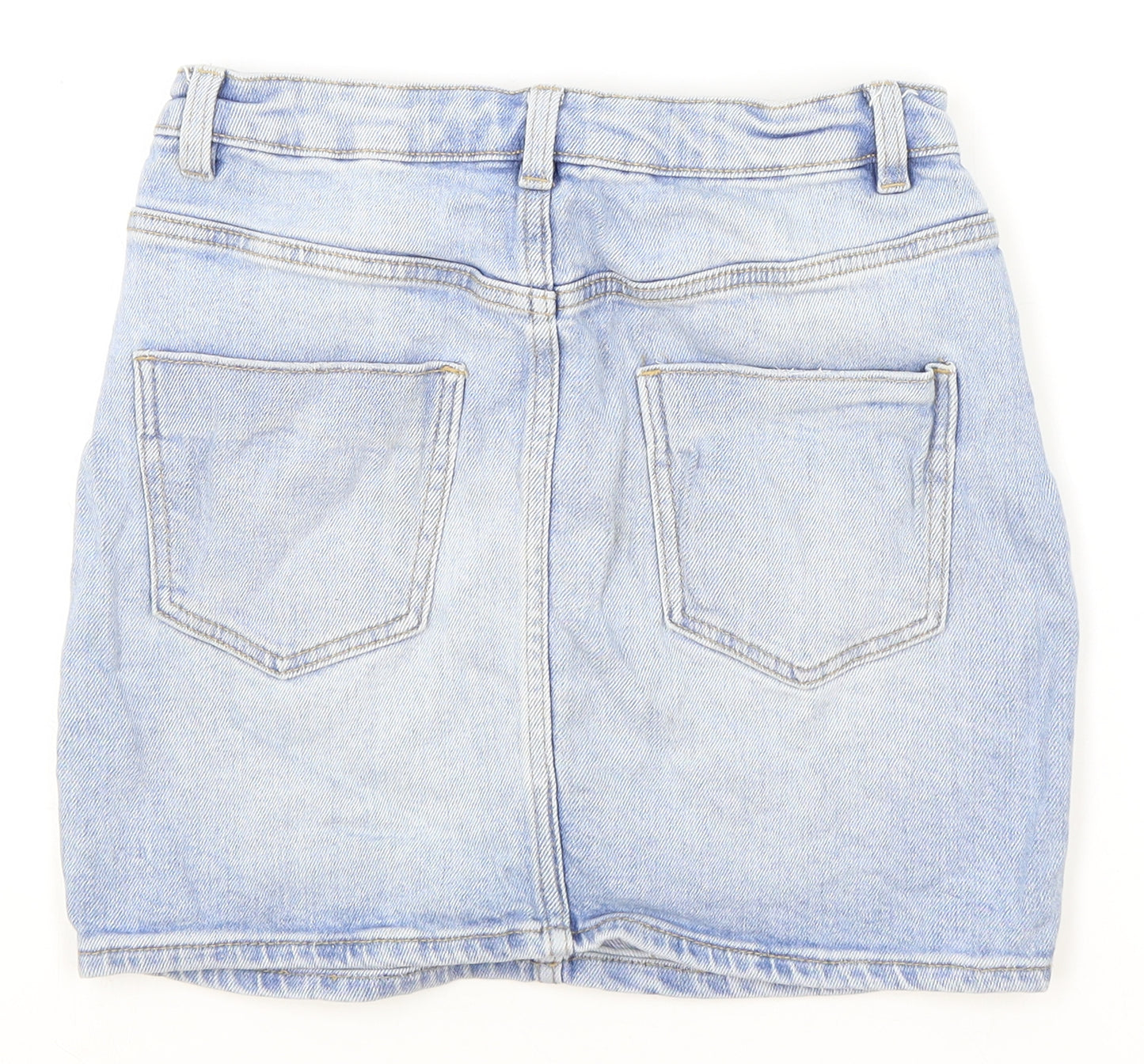 George Girls Blue Polyester Mini Skirt Size 10-11 Years Regular Button