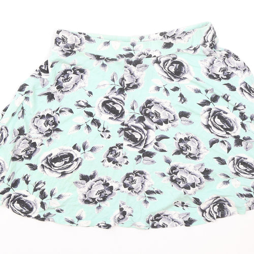 Young Dimension Girls Green Floral Cotton Flare Skirt Size 10-11 Years Regular Pull On