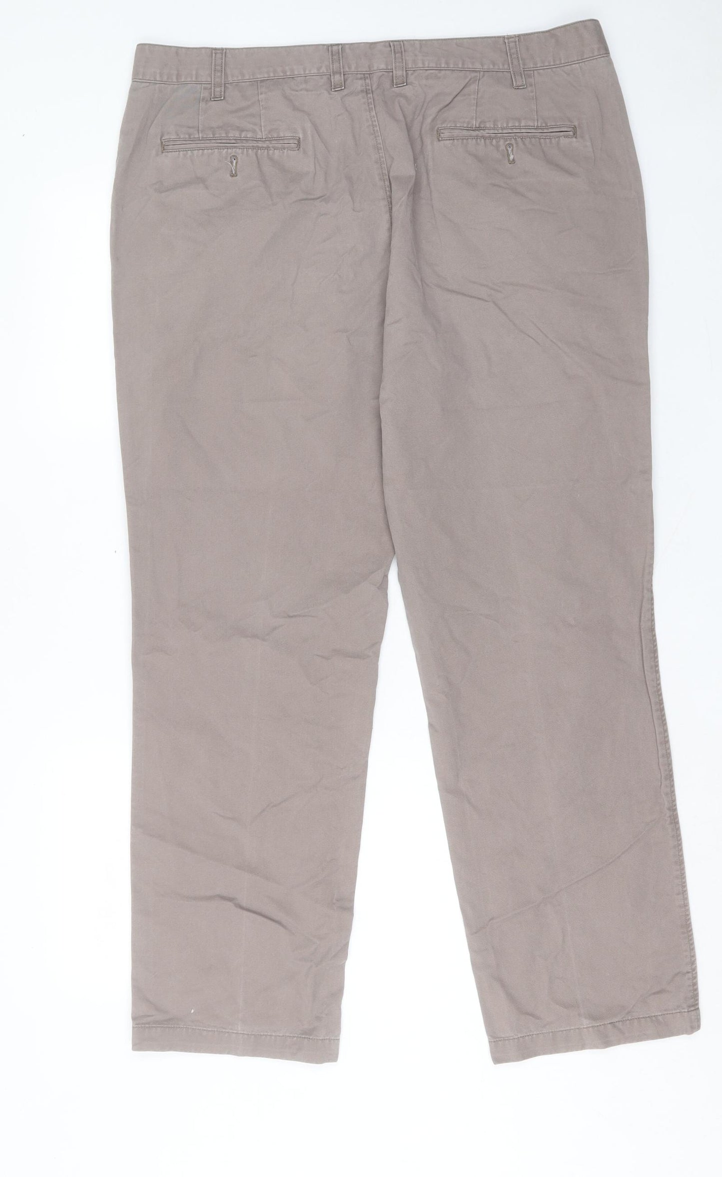 Gurteen Mens Beige Cotton Chino Trousers Size 40 in L30 in Regular Button
