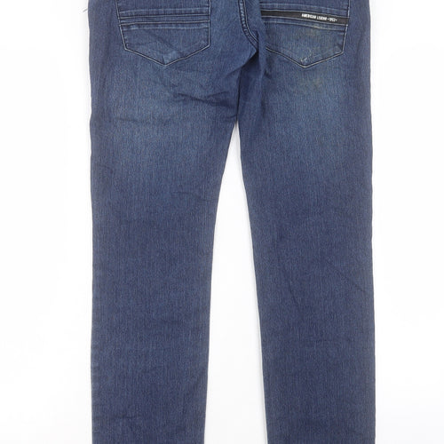 Bossini Womens Blue Cotton Straight Jeans Size 28 in L32 in Regular Button