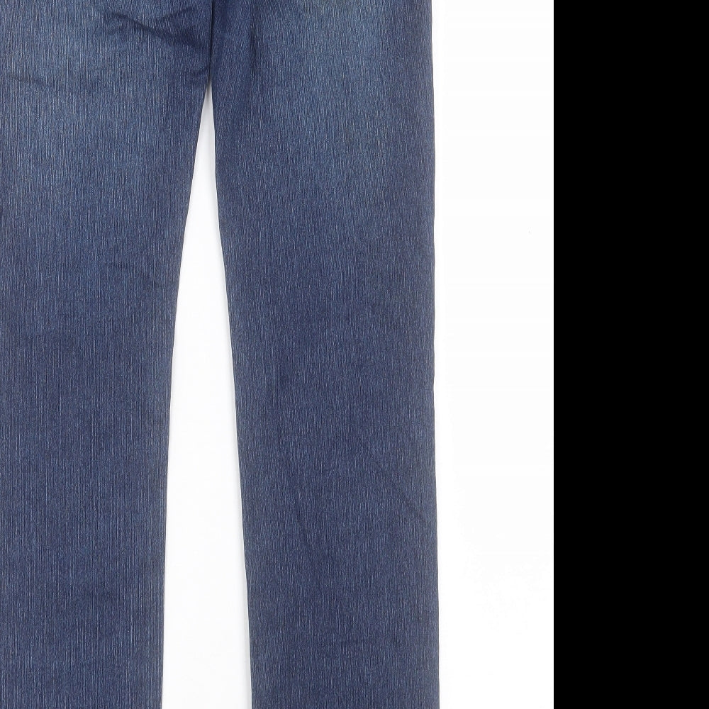 Bossini Womens Blue Cotton Straight Jeans Size 28 in L32 in Regular Button