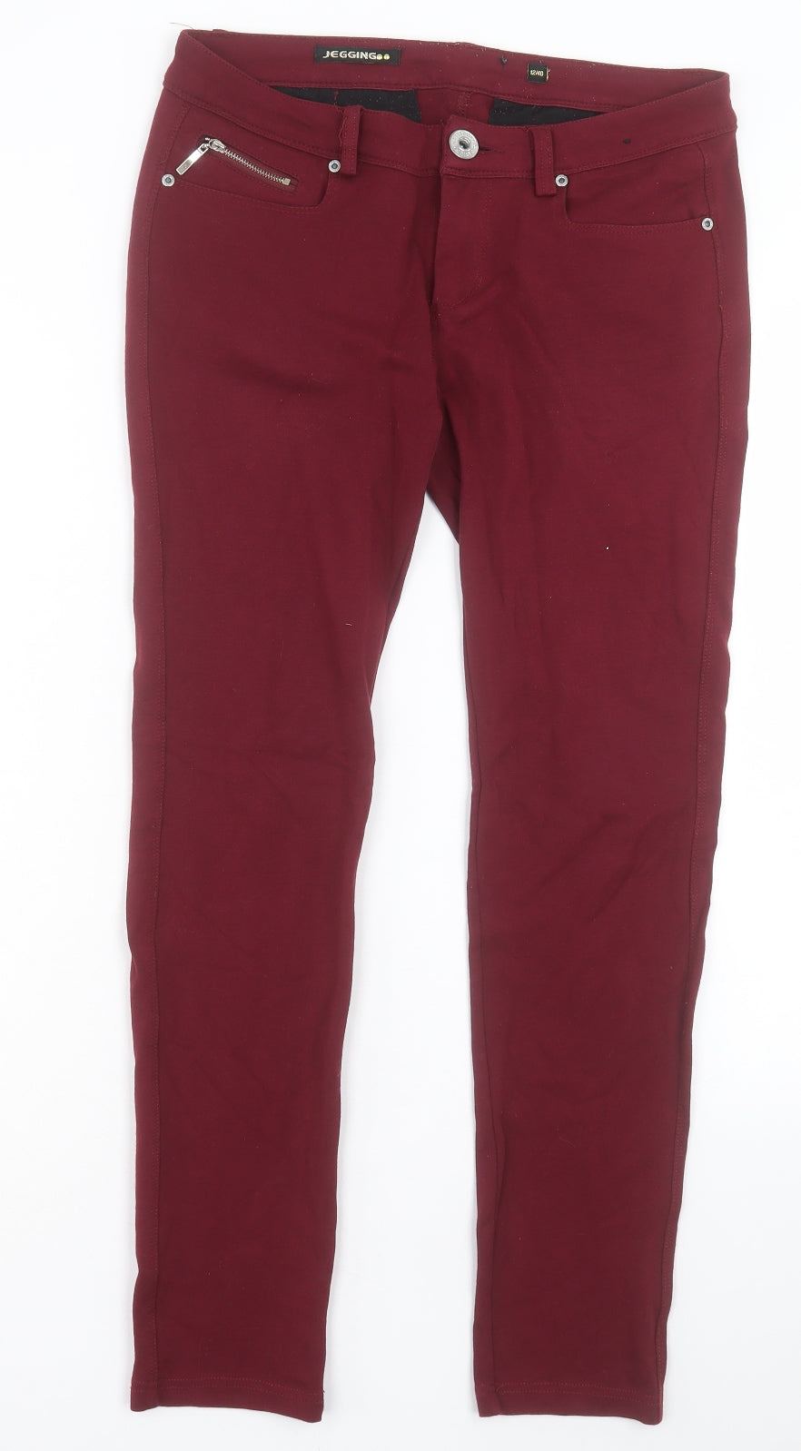 PARISIAN SIGNATURE Womens Red Polyester Jegging Trousers Size 12 L28 in Regular Button