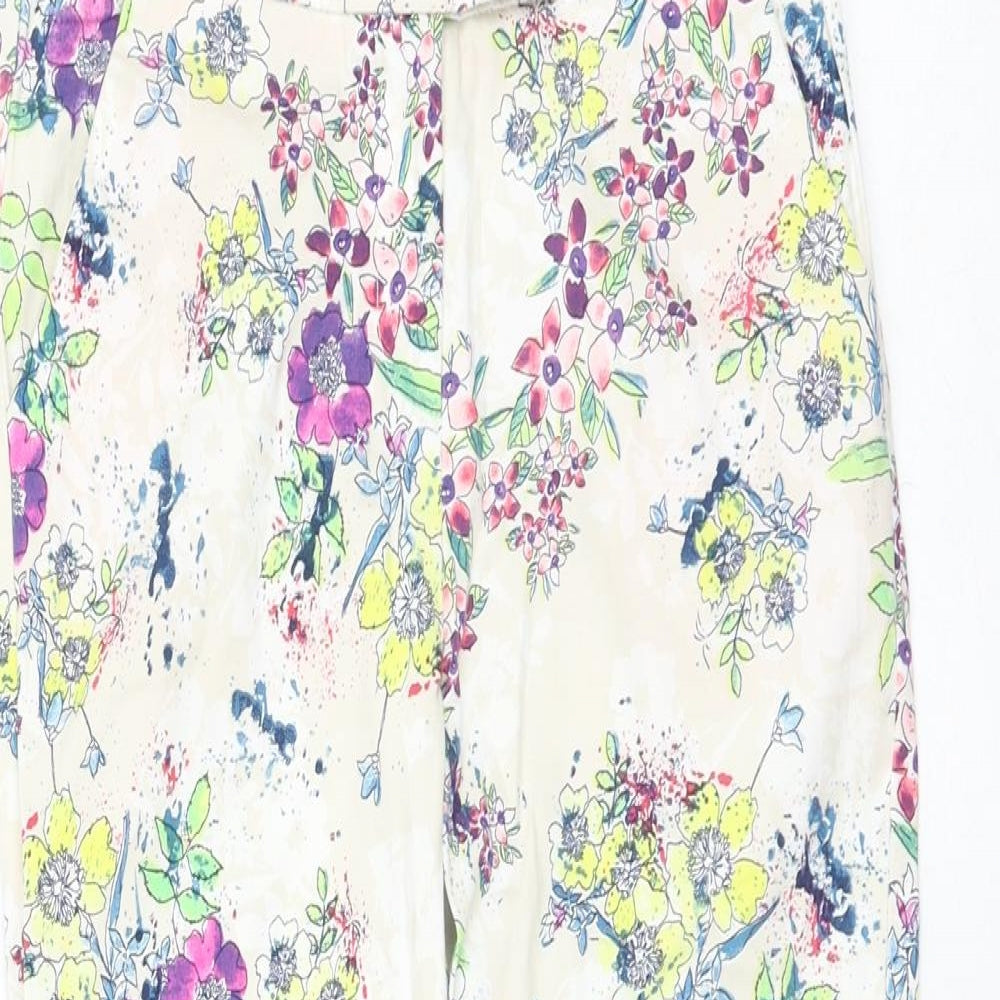 John Lewis Girls Multicoloured Floral Cotton Capri Trousers Size 11 Years Regular Zip