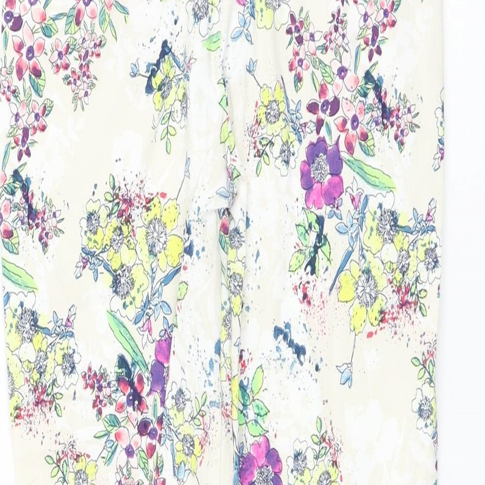John Lewis Girls Multicoloured Floral Cotton Capri Trousers Size 11 Years Regular Zip