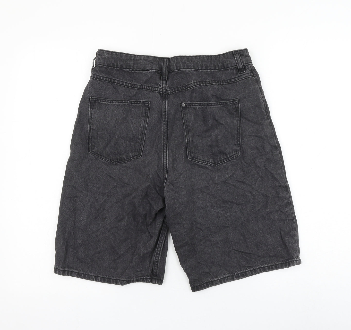 H&M Girls Black Cotton Bermuda Shorts Size 12-13 Years Regular Zip