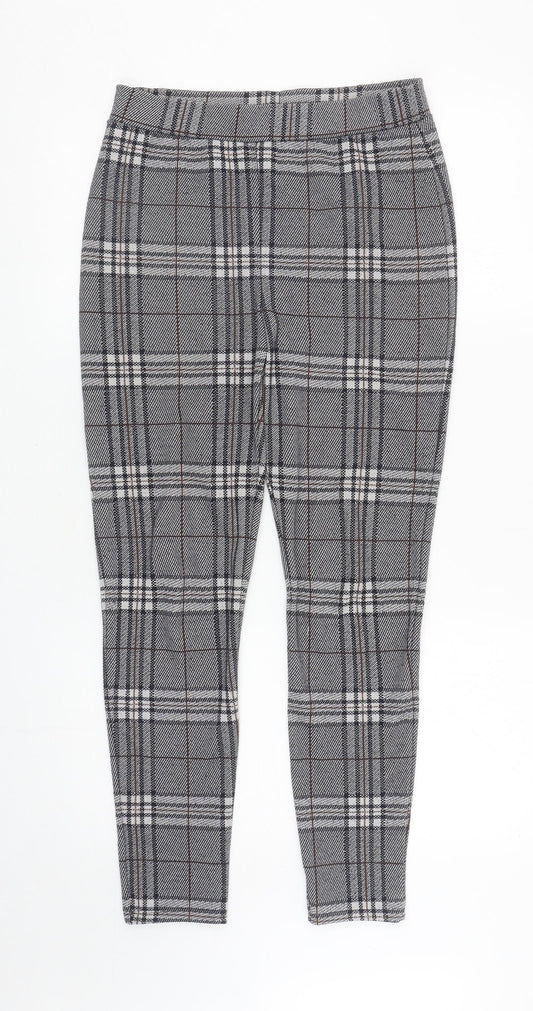 TU Womens Grey Plaid Polyester Capri Leggings Size 8 L26.5 in