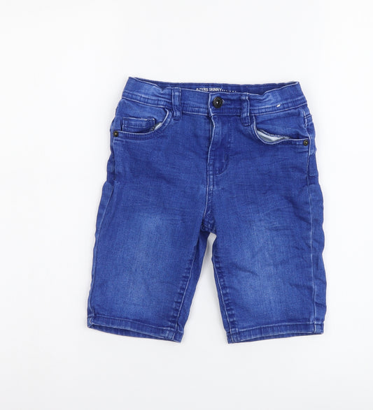 Denim & Co. Boys Blue Cotton Chino Shorts Size 6-7 Years Regular Zip