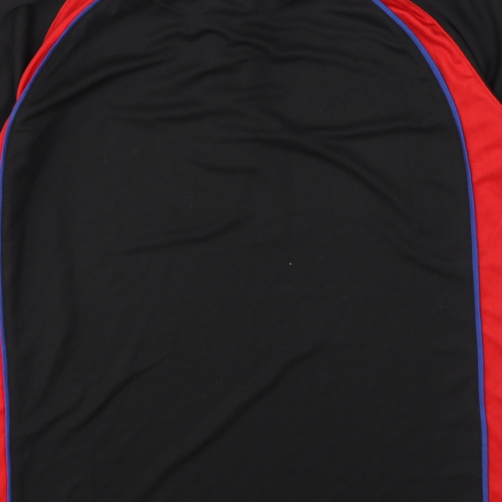 G Force Teamwear Mens Black Colourblock Polyester Polo Size 36 Collared Button - Red, Blue