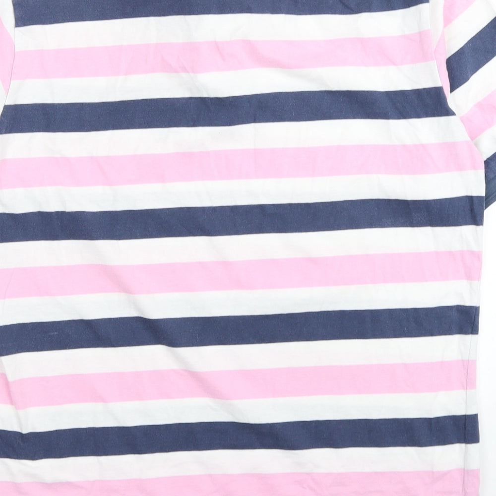 Haworth Mens Multicoloured Striped Cotton Polo Size L Collared Button