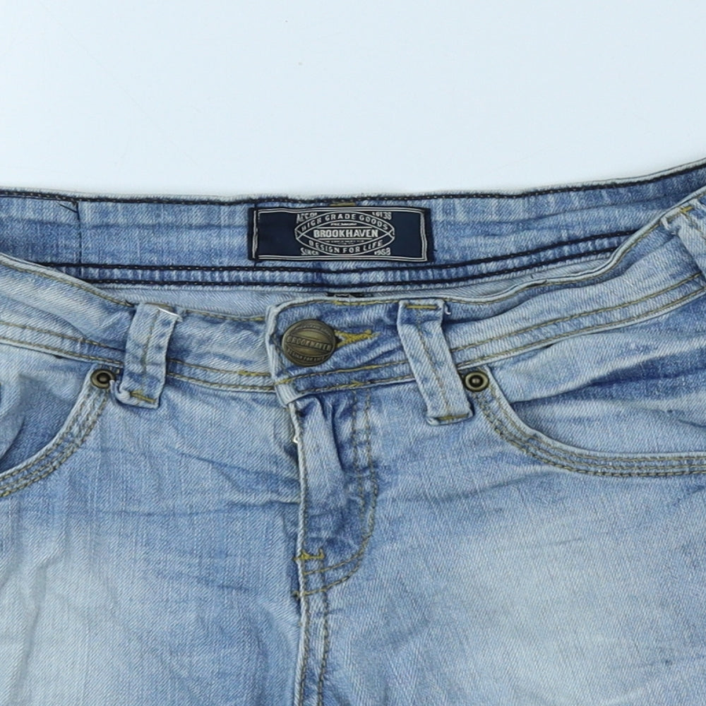 Brookhaven Womens Blue Cotton Hot Pants Shorts Size S Regular Zip