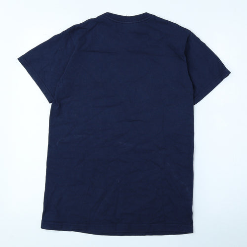 Gildan Mens Blue Cotton T-Shirt Size S Round Neck - Cymru euro 2020