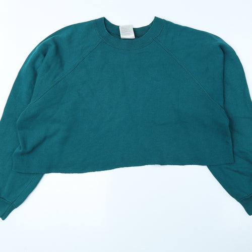 Hanes Womens Green Cotton Pullover Sweatshirt Size XL Pullover - Cropped