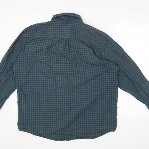 Gap Mens Blue Check Cotton Button-Up Size XL Collared Button