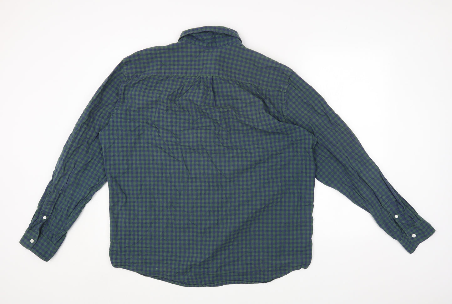 Gap Mens Blue Check Cotton Button-Up Size XL Collared Button