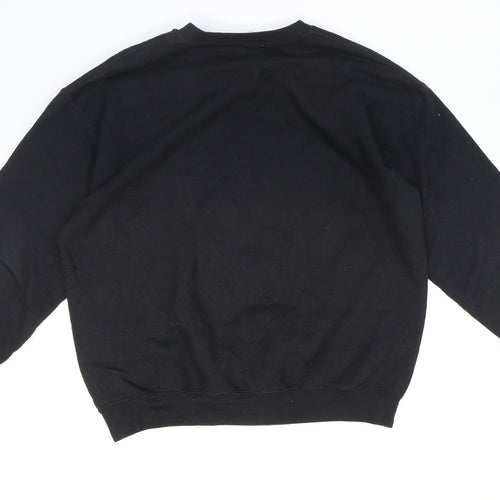 Topshop Mens Black Cotton Pullover Sweatshirt Size L - Detroit