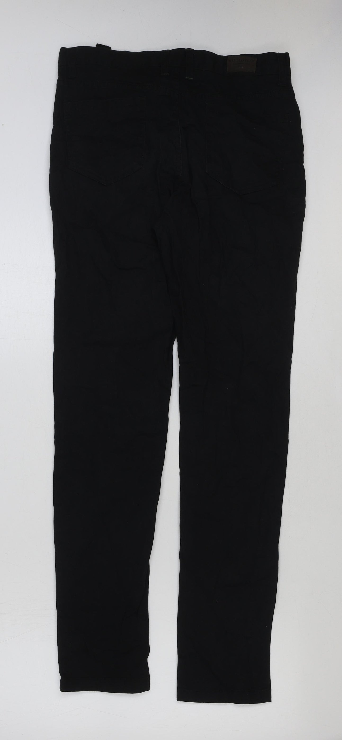 Steel & Jelly Mens Black Cotton Trousers Size 30 in L32 in Regular Button