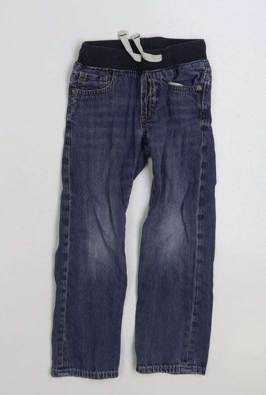 Gap Girls Blue Cotton Straight Jeans Size 5 Years Regular Drawstring