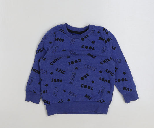 George Boys Blue Geometric Polyester Pullover Sweatshirt Size 2-3 Years Pullover - Cool Epic