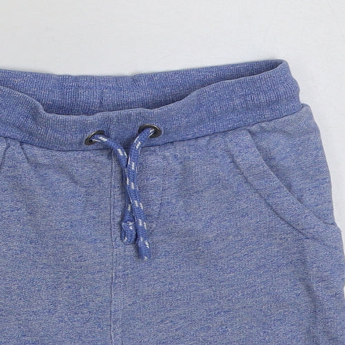 Marks and Spencer Boys Blue Cotton Sweat Shorts Size 3-4 Years Regular Drawstring